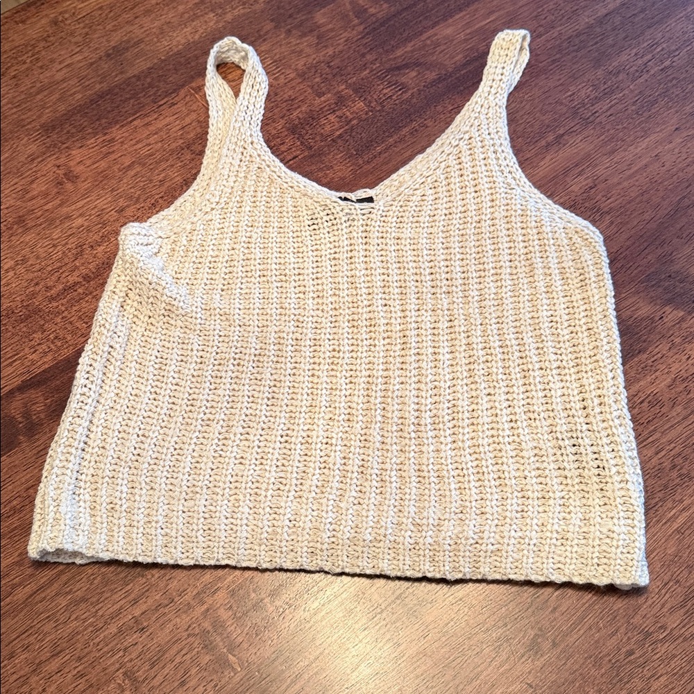 MOON & MADISON | Open Knit Cream Tank Top | S